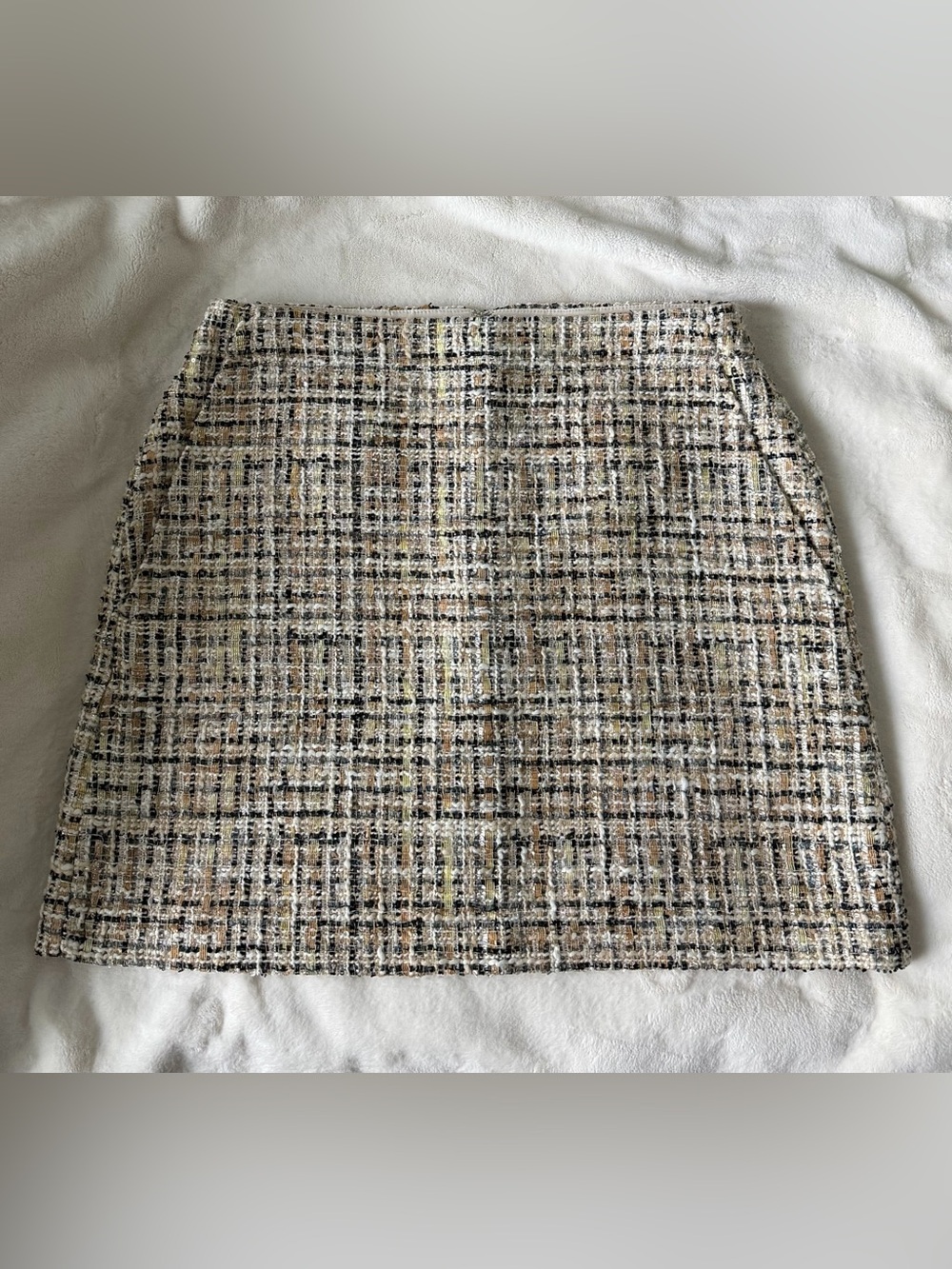 NWT LOFT Neutral Shimmer Tweed Mini Skirt - Size 8
